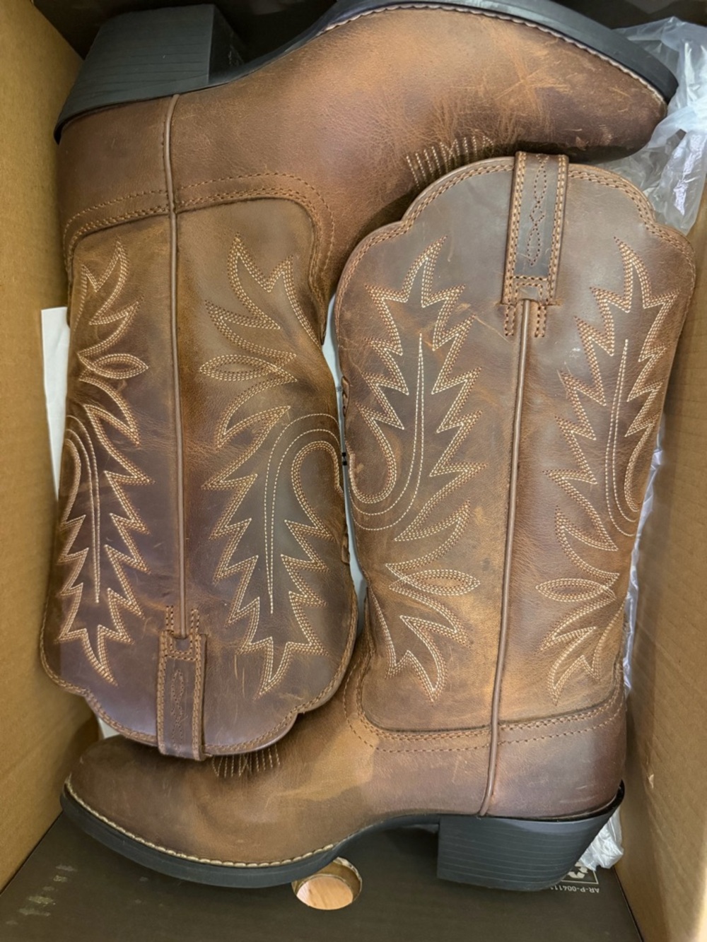 Ariat Brown Embroidered Leather Cowboy Boots - Picture 7 of 7
